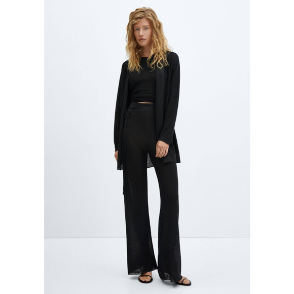 MANGO Women's Metallic Thread Cardigan Black Size L 12505 - Picture 1 of 2